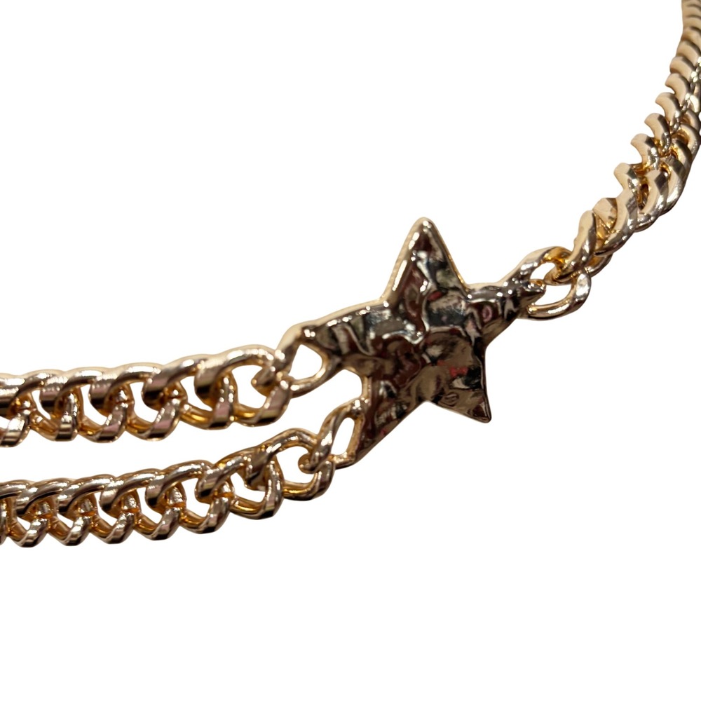 Haute Hippie Style Gold Double Layer Star Chain Belt One Size Adjustable‎ Boho - Picture 3 of 5